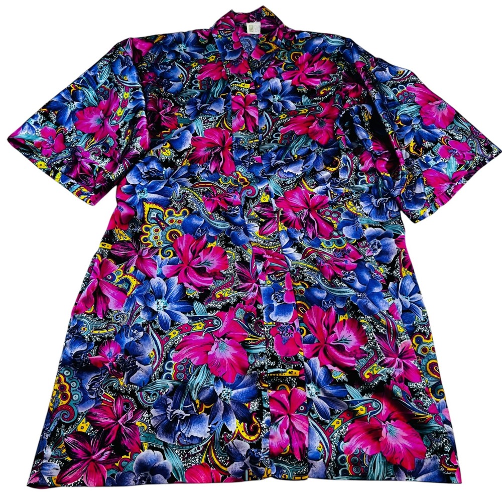 California‎ Dynasty Retro Hippie Robe Mandala Floral Print Open Front